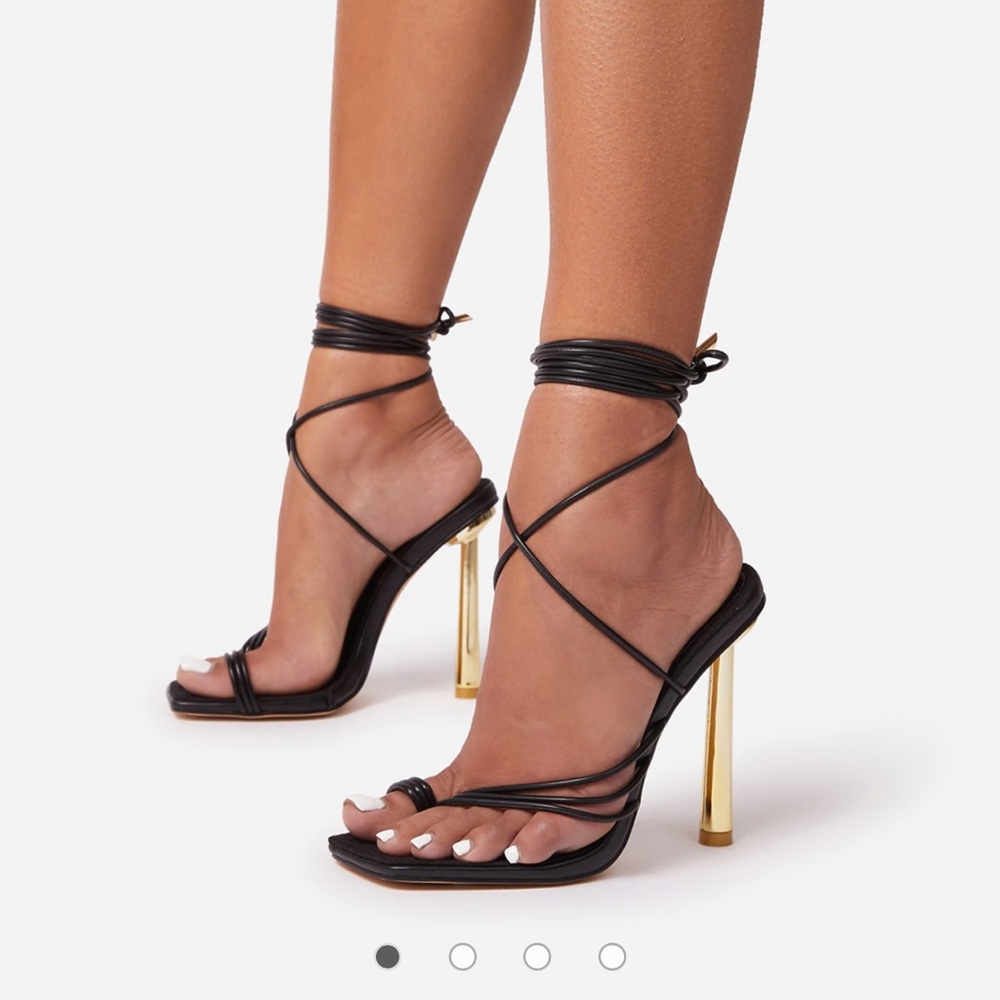 EGO x Jess Hunt Metal Heel Black and Gold Sandals
